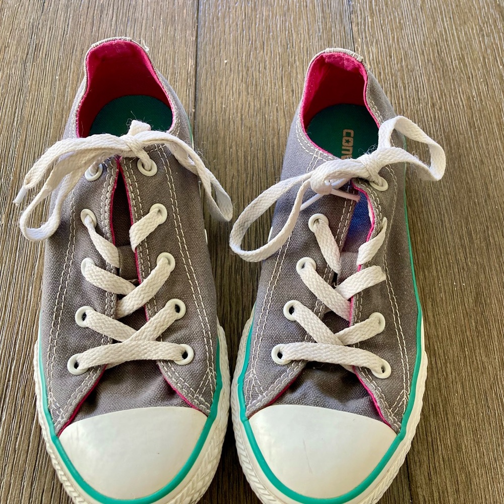 Girls Gray Double-tongue Converse